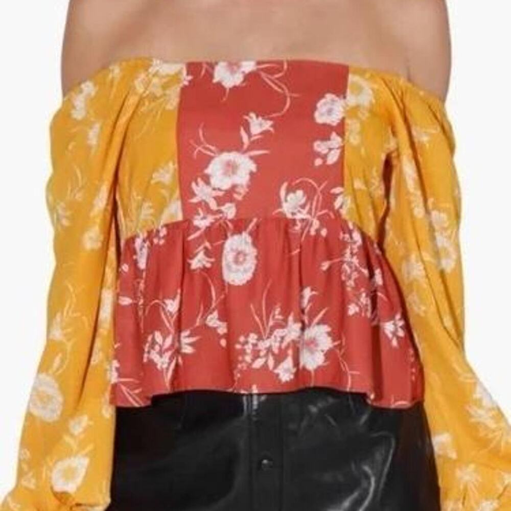 Walter Baker Cleo Floral Long Sleeve Peplum Top | Small